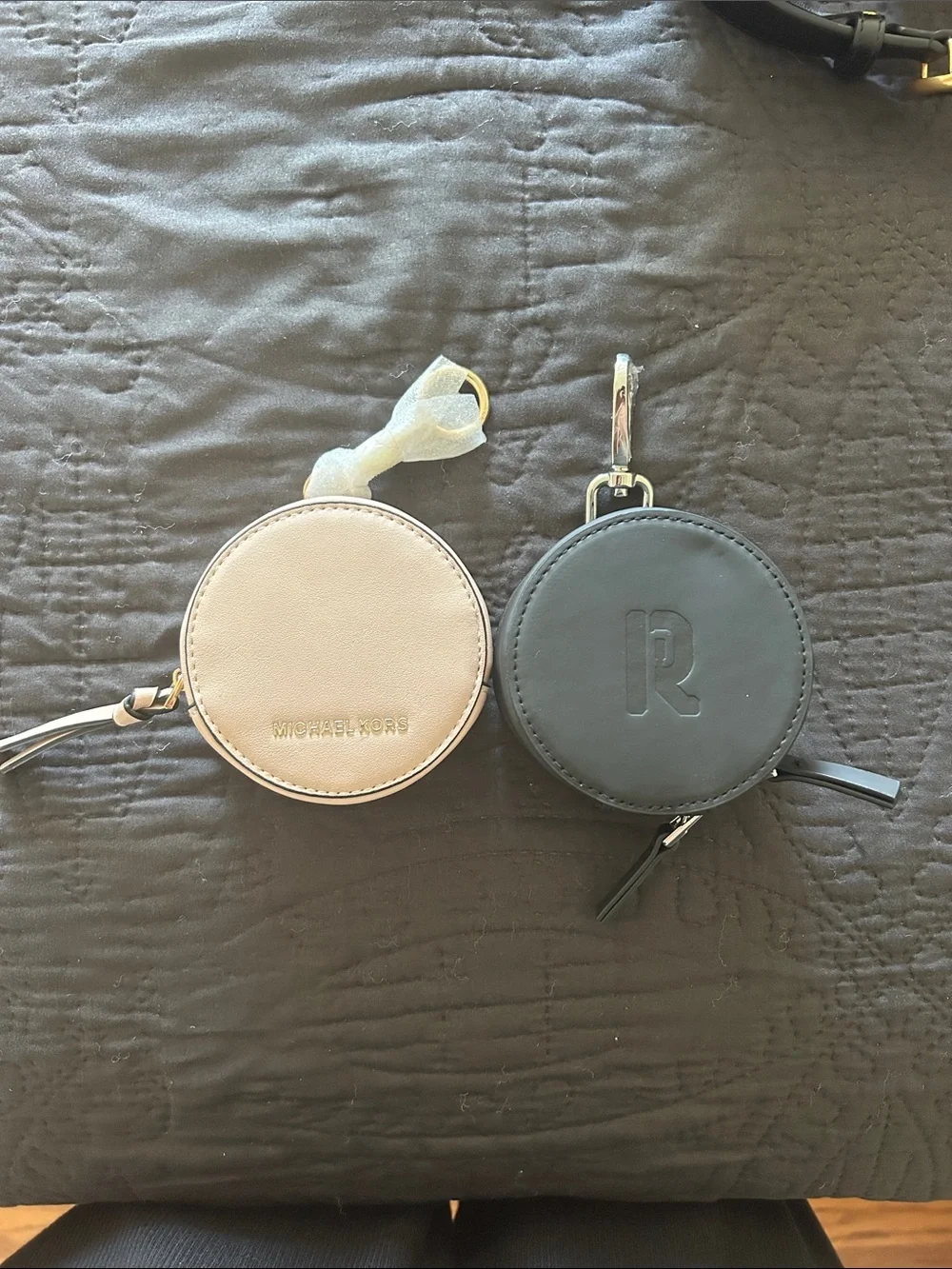 Michael Kors Rose Gold Coin Pouch and Rabbane Black Round Key Pouch Duo - Picture 1 of 4